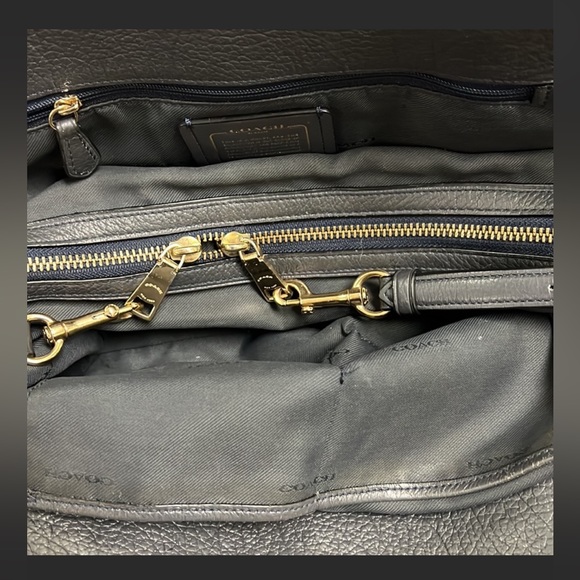 Coach Mercer Leather Satchel Handbag Metallic Graphite Bag - Picture 3 of 6